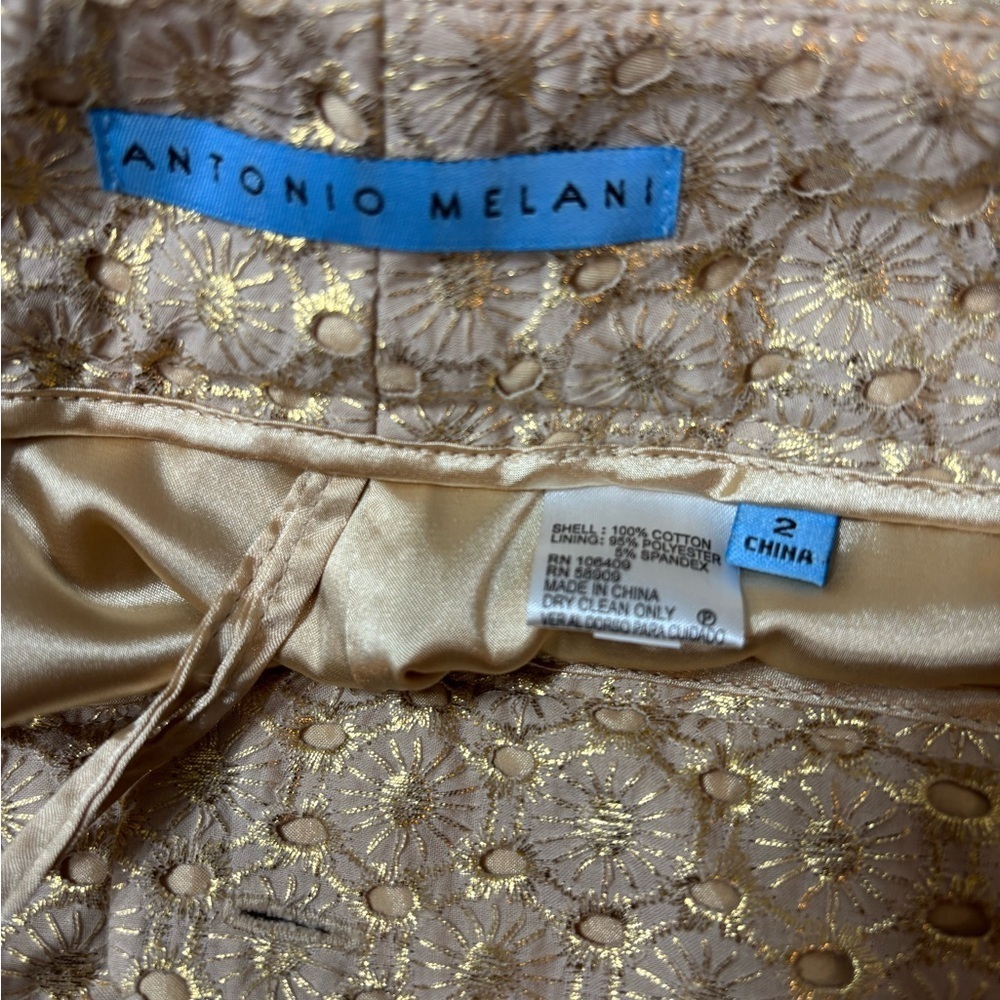 ANTONIO MELANI Gold Eyelet Embroidered Pants - Picture 3 of 7